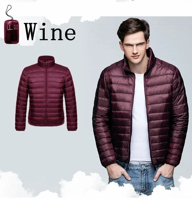 Winter Men Puffer Jacket Ultra Light Down   Windbreaker Feather  Man Lightweight Portable Warm Coat