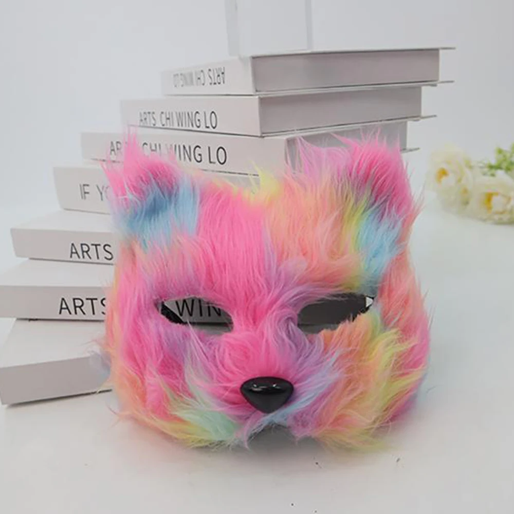 ฮาโลวีนสัตว์คอสเพลย์รูปสุนัขจิ้งจอกครึ่งหน้าหน้ากากตาแมวน่ารักสัตว์หน้ากากคริสต์มาสปาร์ตี้คาร์นิวัลบทบาทเล่นเครื่องแต่งกายอุปกรณ์ประกอบฉาก