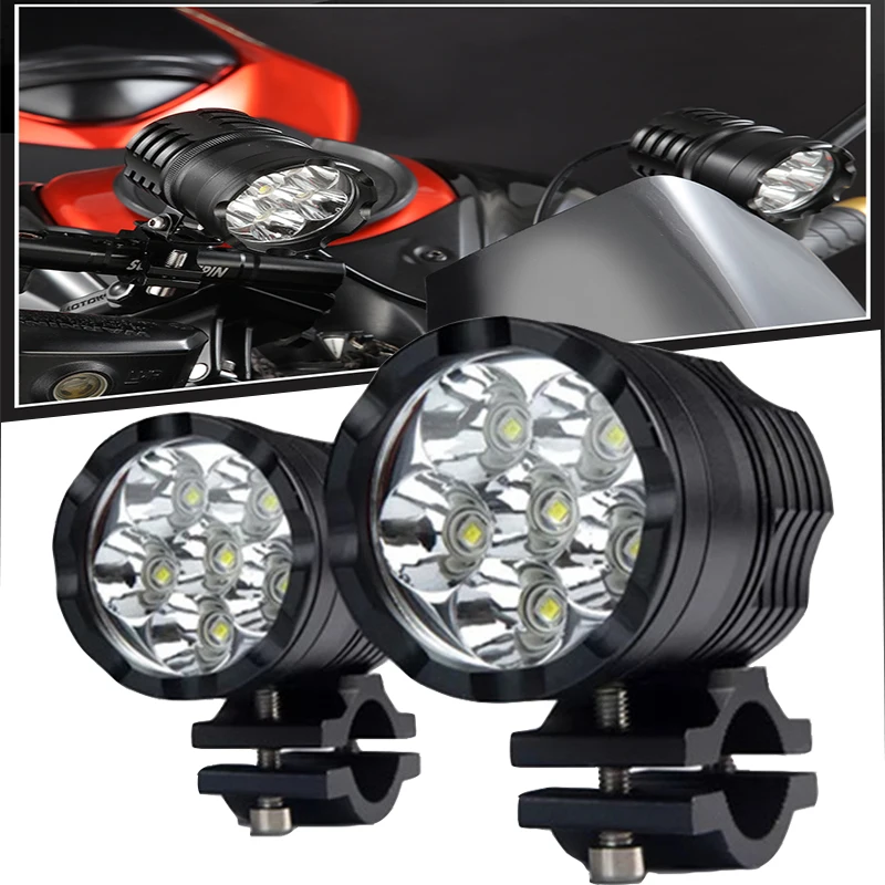 2PCS  Motorcycle Waterproof Auxiliary Headlight 12V Moto LED Spotlight Lamp Auxiliary Headlight Moto Equipments Accessories