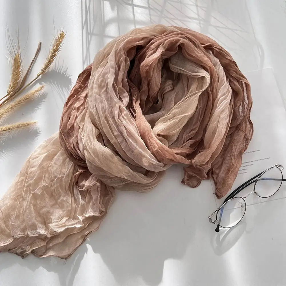 

Шарф-шаль унисекс, градиентный цвет, универсальный морщинистый длинный шарф, осень-зима, ветрозащитный, морозостойкий, накидка на шаль Дамский Шаль