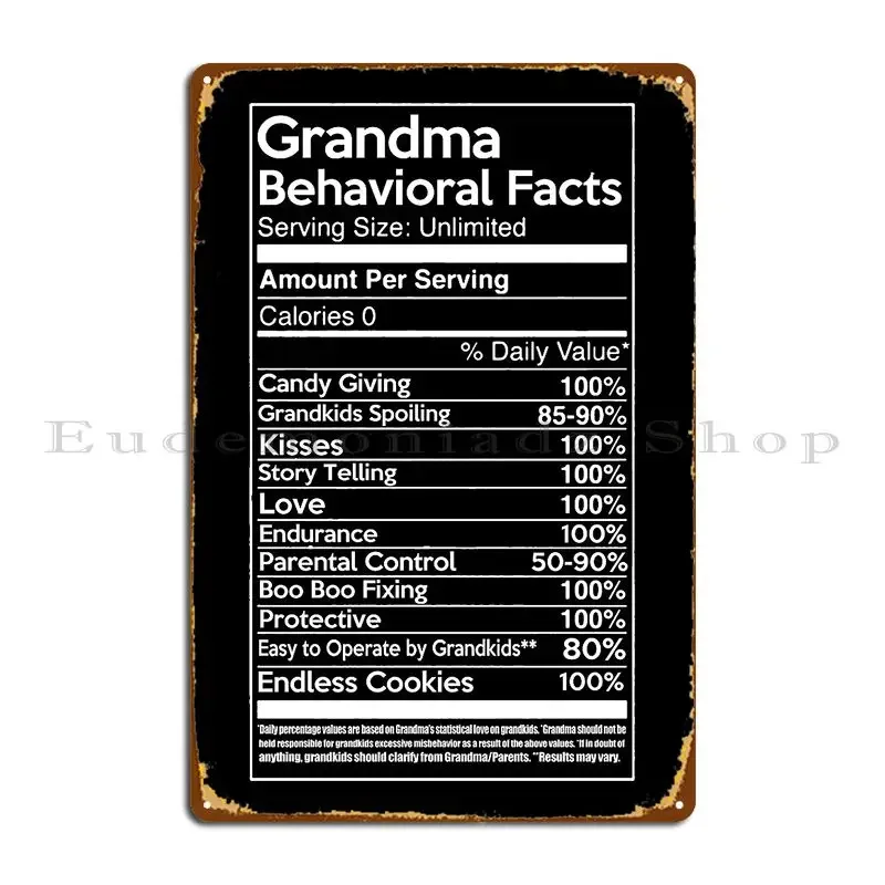 

Заборочные факты бабушки, питательный стол, металлическая вывеска, дизайн дома, вечеринки, клуба, жестяная вывеска, плакат