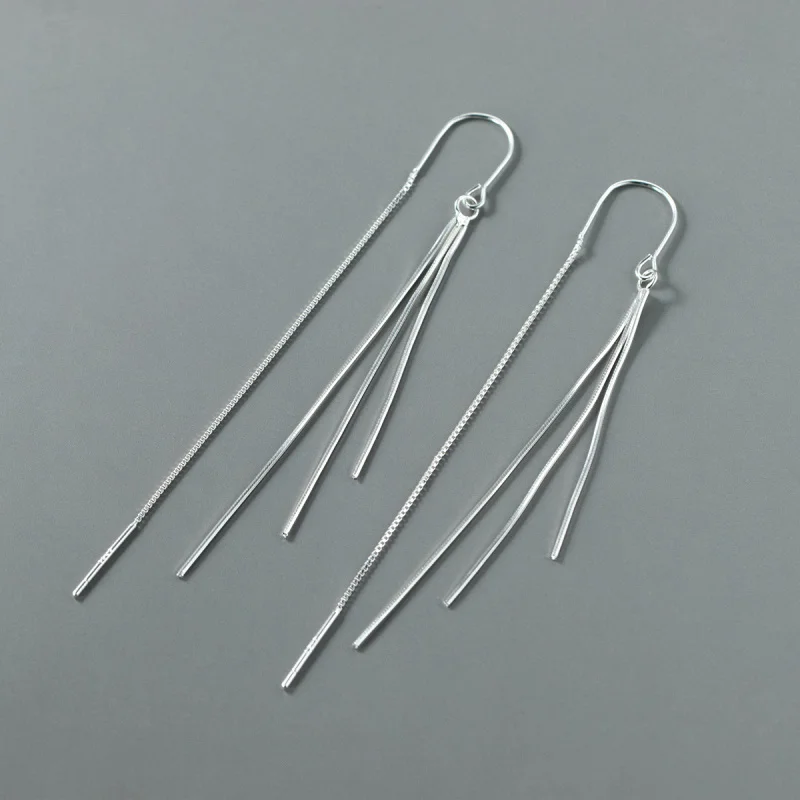 

astudioS925Sterling Silver Ear Line Long Tassel Snake Bone Earrings Anti-Lost EarringsM03133