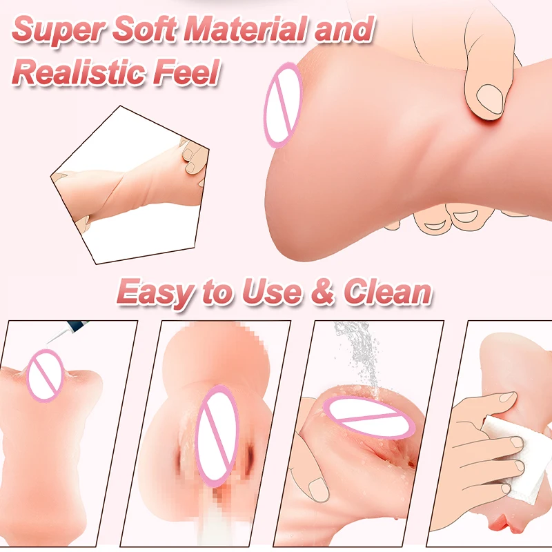 Portable TPE Male Masturbation Toy Real Soft Texture Dual-Channel Tight Artificial Vagina And Anal Pocket Adult Sex Toy view 2