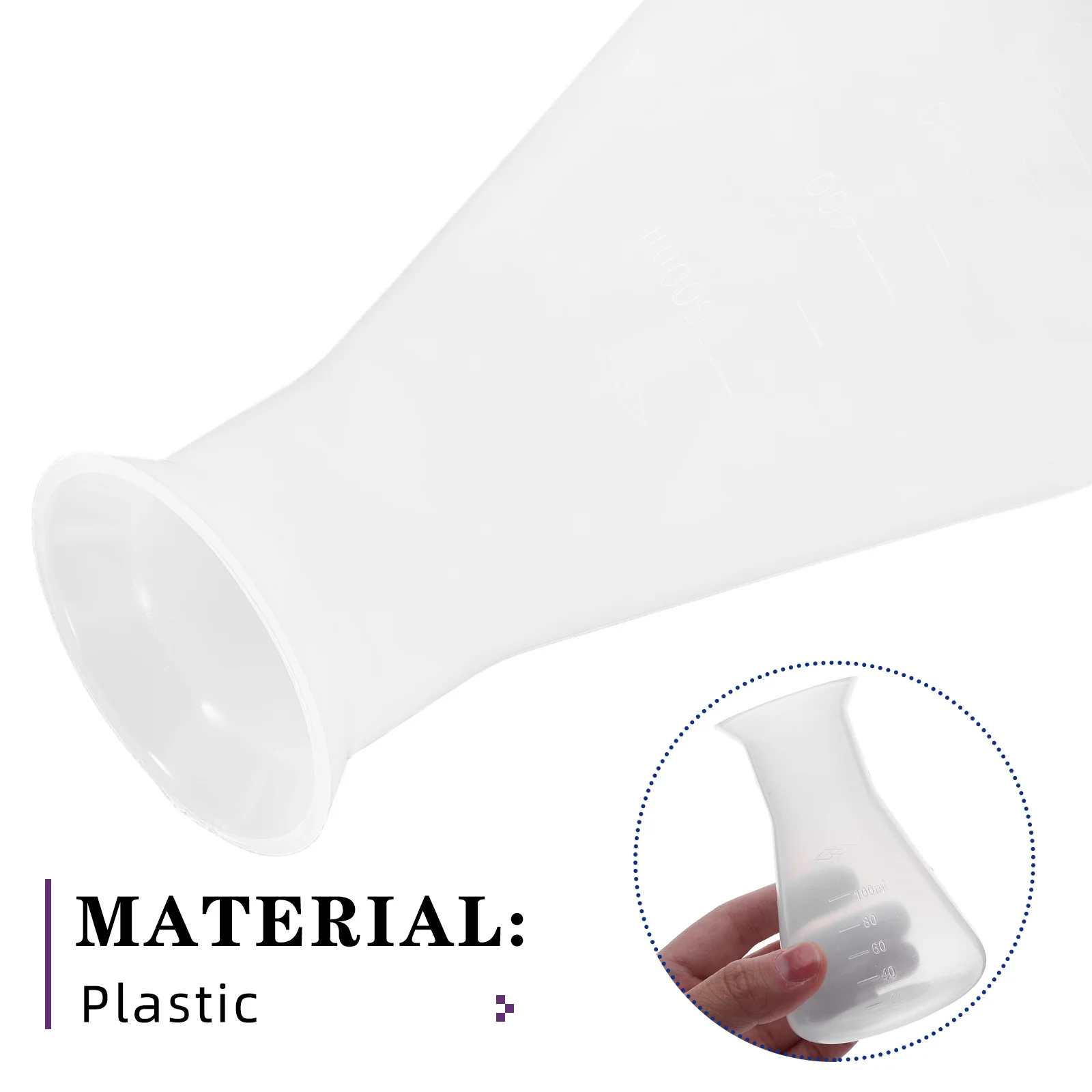 6pcs Laboratory Flask 50/100/500Ml Transparent Plastic Conical Flask For Science Experiment Reagent Bottle With Embossed Scale