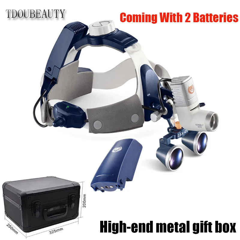

TDOUBEAUTY 5W LED Dental Surgical Headlamp with 3.5X420mm Binocular Galileo Frame Loupe Magnifier All-In-One Dental Lamp