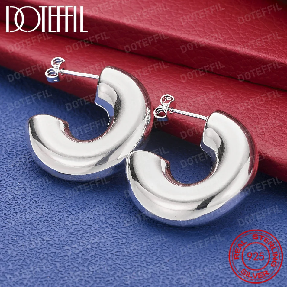 925 Sterling Silber Exquisite Glänzende C-förmige Damen-Ohrringe Modischer Schmuck für Partys und Hochzeiten