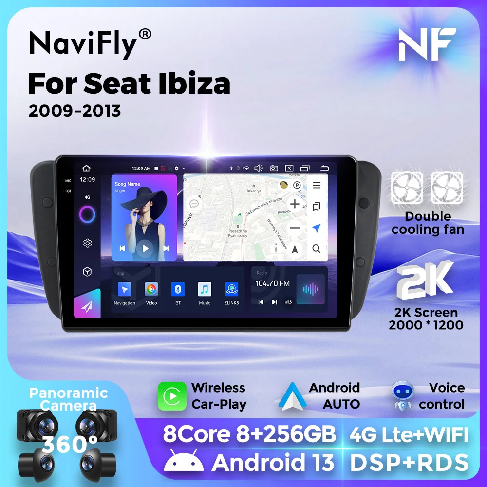 

Navifly 2Din Android 13 Car Radio Multimedia Video Player For Seat Ibiza 6j 2009 2010 2012 2013 Navigation GPS Wireless Carplay