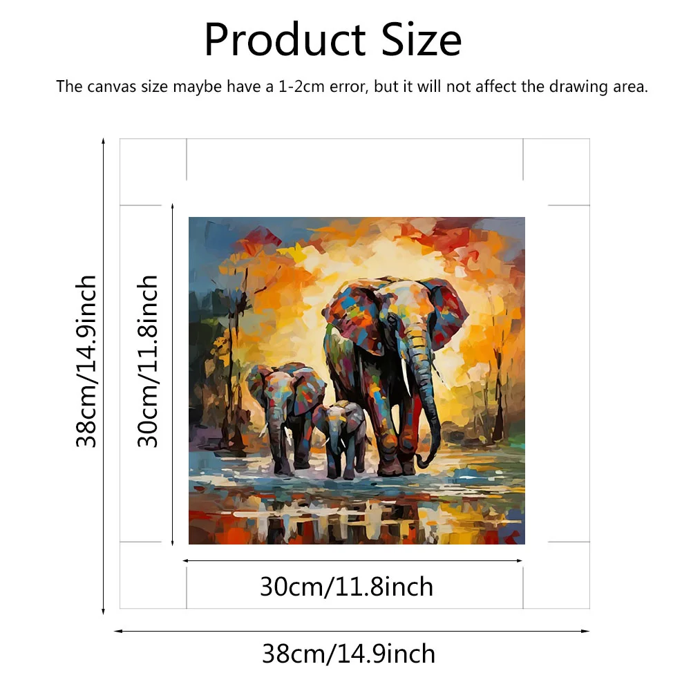 Evershine Adult Animal By Numbers Elephant Handpainted Painting Art Hand Paint Kits On Canvas Wall Decoration