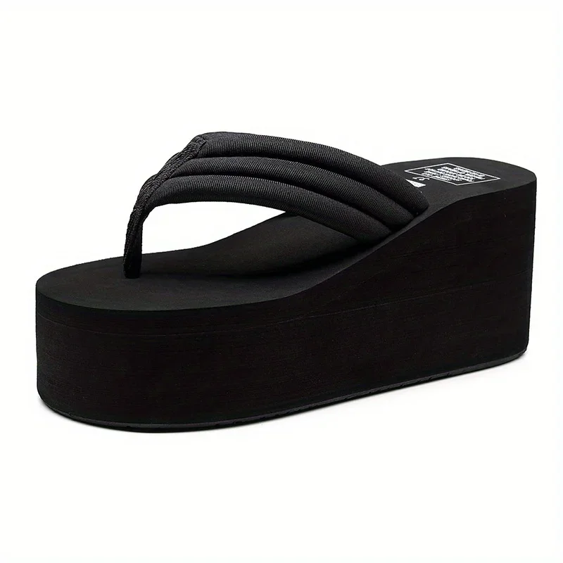 Sandalias planas de tacón alto para mujer - sandalias casuales sin cordones antideslizantes - sandalias de playa para exteriores - 8 centímetros