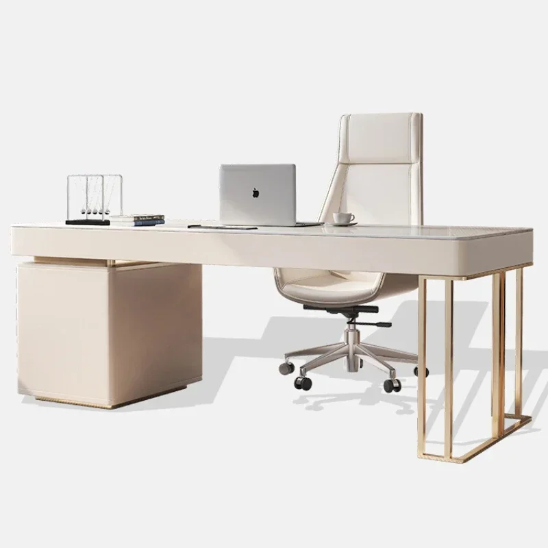 

Light Luxury Stone Plate Desk Modern Simple and High-End Desktop Computer Table