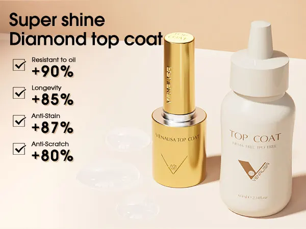 Schnelle Nachfüllung Venalisa Diamond Top Coat Long Wear Anti-Yellow TPO FREE HEMA FREE Top Coat Soak Off UV/LED No Wipe Tempered Top – Detail 3