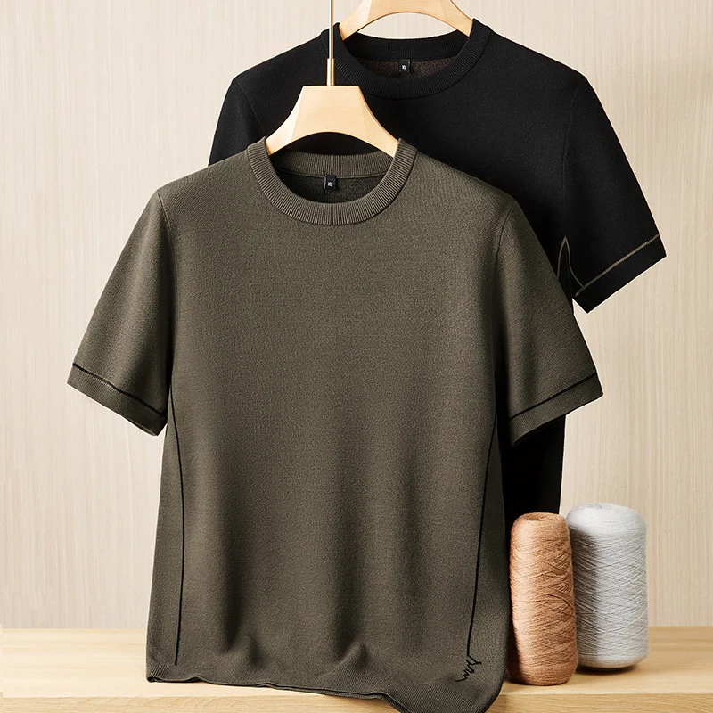 

Мужской свитер большого размера, круглый вырез, трикотаж, базовый слой, повседневный, модный, комфортный, мягкий, стандартный крой