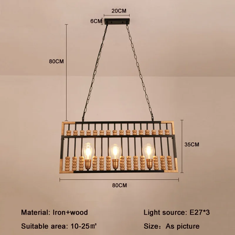 Industrial Vintage Loft Wood Abacus Chandelier Restaurant Coffee Shop Bar Creativity Boat Wooden Lamps Personality Headlights