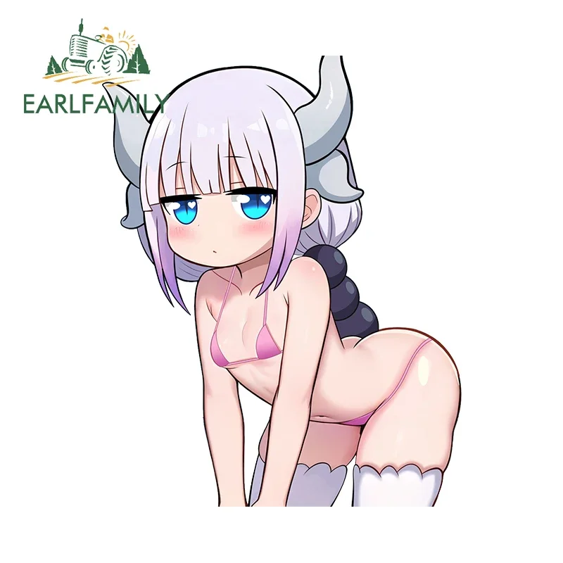 EARLFAMILY Kanna Kamui Dragon Maid Loli Lewd Car Stickers Hentai Butt Small Breasts Swimsuit Decals Sunscreen Car Accessories