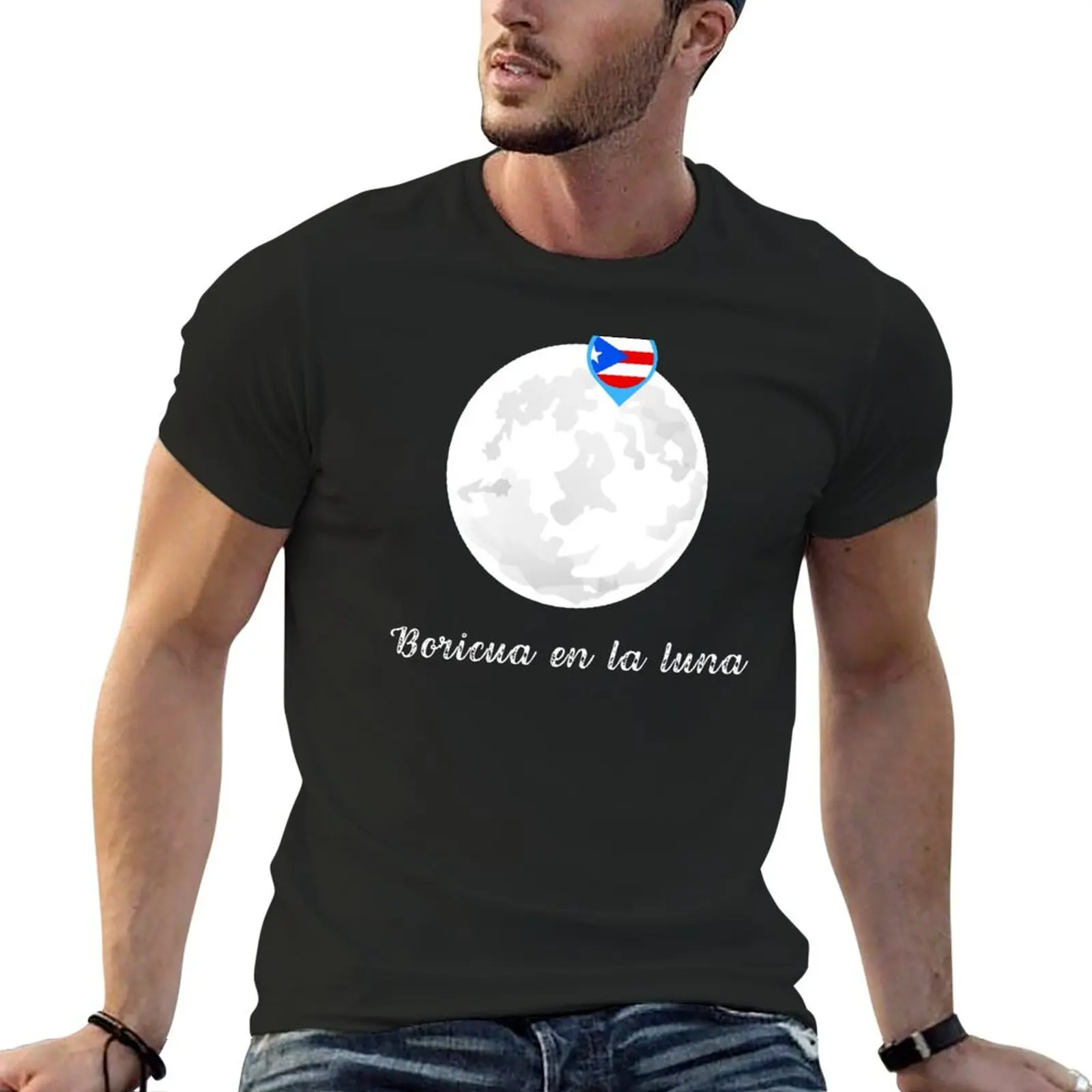 

Boricua en la Luna T-shirt tees anime clothes customs design your own t shirts for men cotton