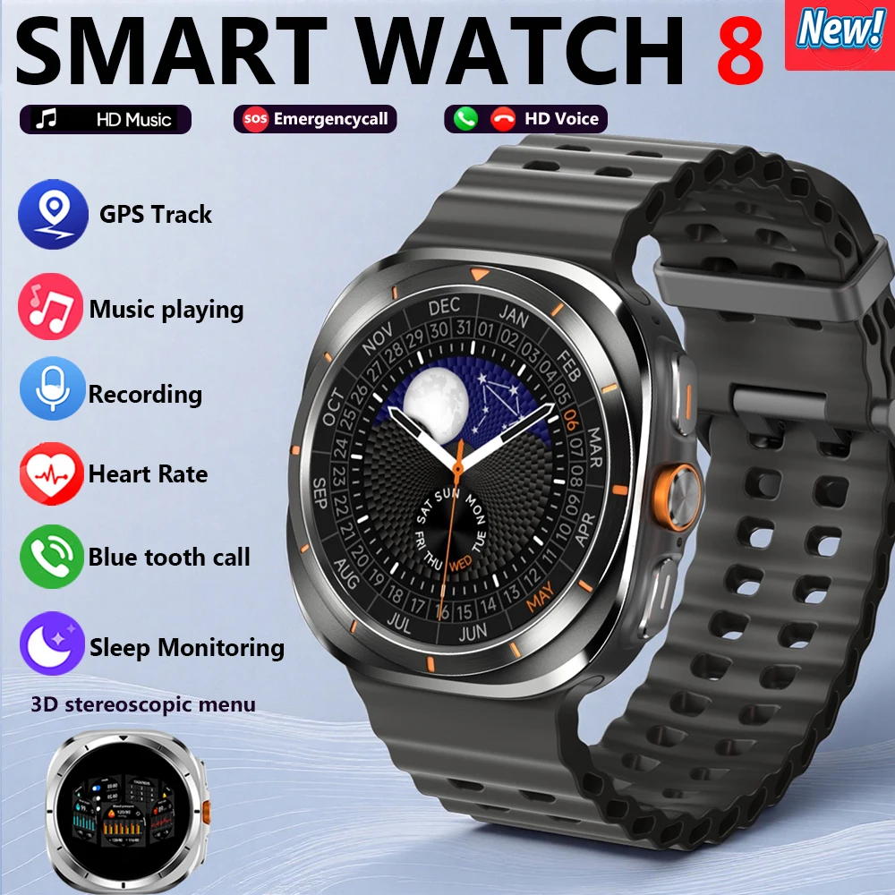 

Watch 8 Smart Watch Men 100+ Sports Mode GPS NFC Waterproof Watch with AMOELD HD Screen IP68 Waterproof Smart Watches 2025 New
