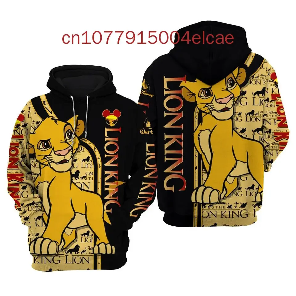 Disney  Hoodie Men's And Women's  Lion King Simba Jacket Street Harajuku Oversize Women's Hoodie