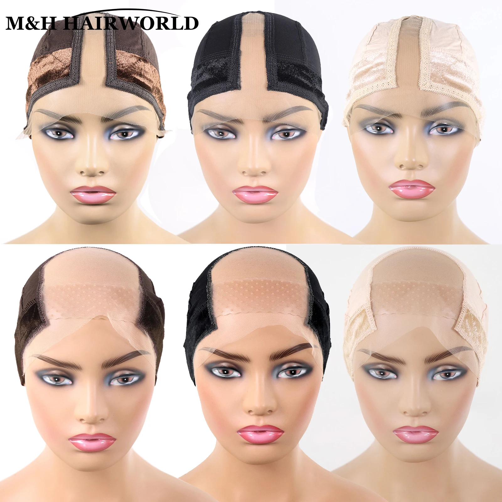 

Beige Brown Black Wig Cap For Women Non-Slip 4x4 Lace Front Wig Gripper Caps With Adjustable Strap Wig Accessories