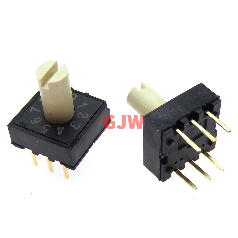 

5PCS RH3HAF-10R-V-B rotary coding DIP switch 10 bits 0-9 with handle 3:3 pin RH3HA-10R-V-B