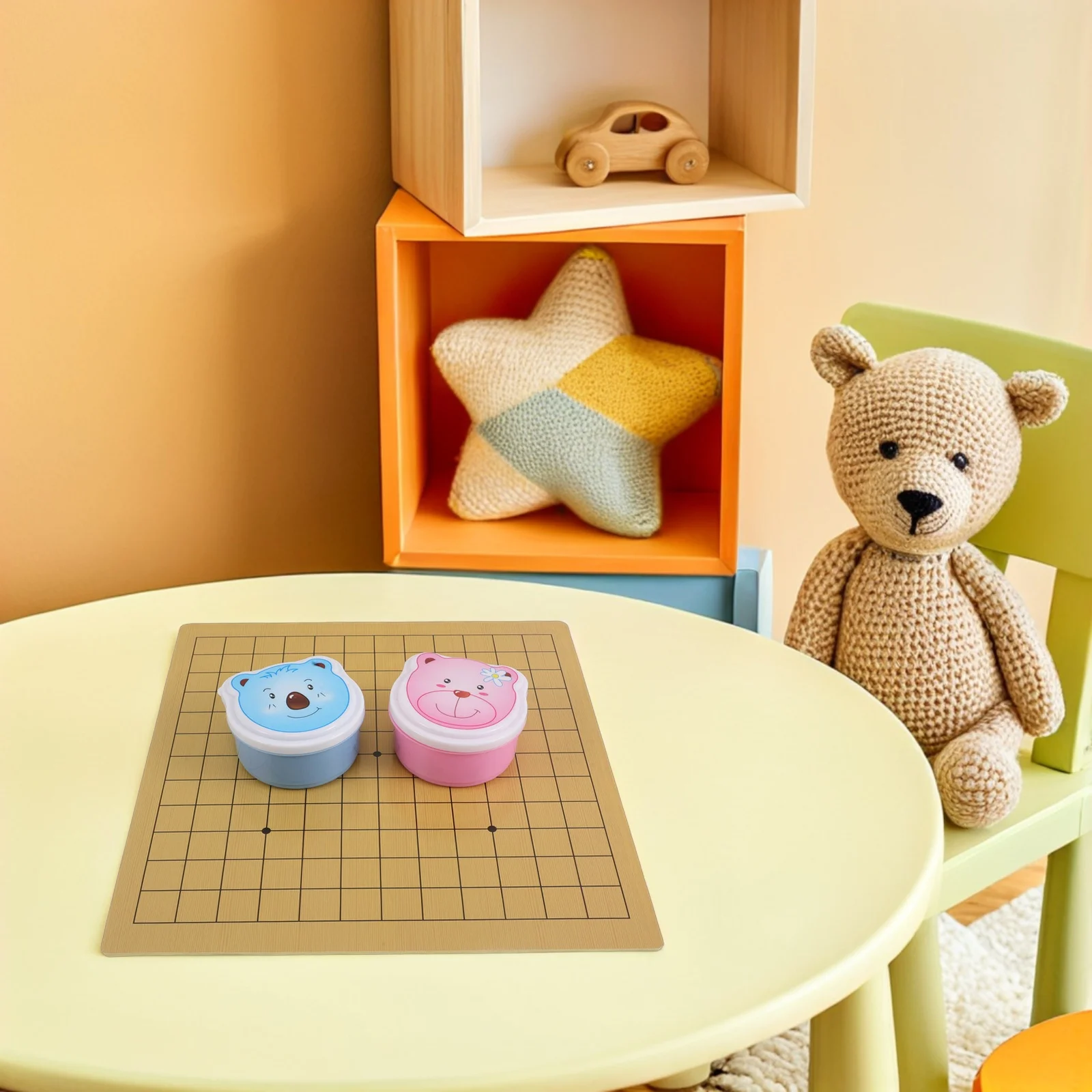 

Go Chess Set Double-Sided Board 9x9 13x13 Cartoon Bear Design Portable Lightweight Travel Board Game for Family