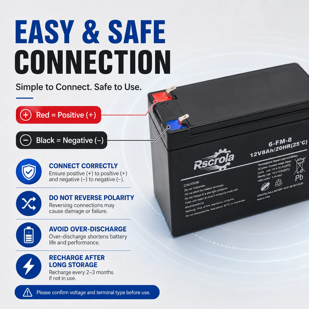 New 6V 12V Rechargeable Battery 5Ah 7Ah 8Ah 12Ah Sealed Lead Acid Replacement for Kids Ride On Car Motorcycle Stroller