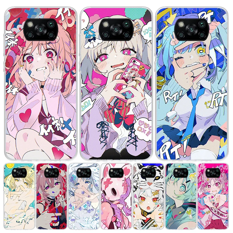 Funda bonita de Anime Girl INS para teléfono Xiaomi Redmi Note 10 9 9S 8 8T 7 5 Pro Mi 12T 11T 10T 9T 12 11 Lite A3 A2 Trend Fundas