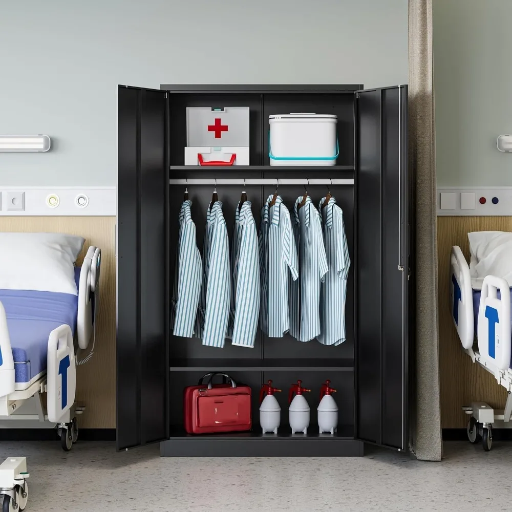 Metal Wardrobe Cabinets with Lock,Clothing Locker Storage Cabinets for Home Room,Fire Department, School, Employee,Gym