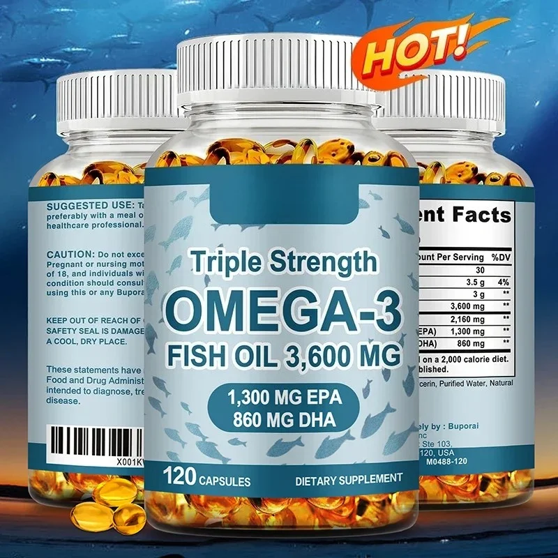 Omega 3 Fish Oil - for Nervous System, Skin and Hair Health, Antioxidants - Easy To SwallowSupplements