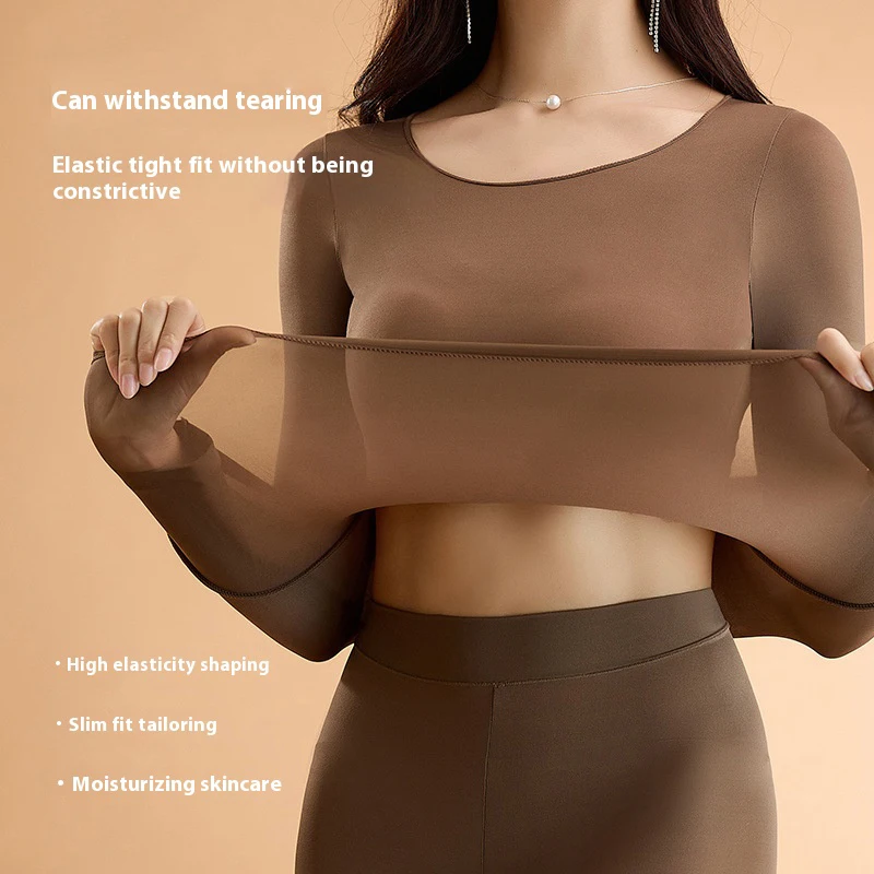 مجموعتان من الملابس الداخلية الحرارية الشتوية بدون خياطة للنساء، مجموعة رفيعة للغاية قابلة للتنفس ومريحة وأكمام طويلة، مجموعة علوية رفيعة ومرنة للغاية #5