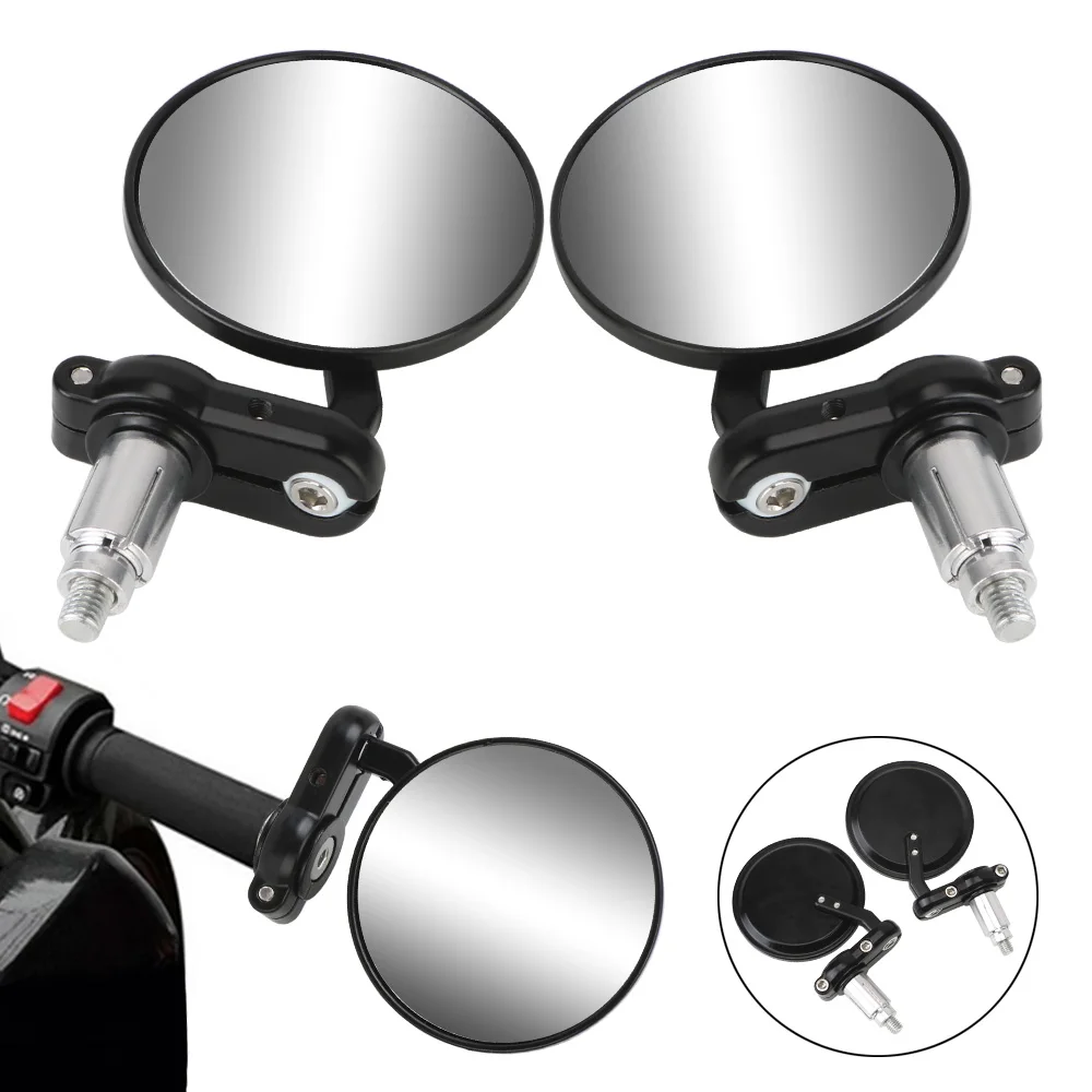 

Rearview Side Mirror Handle Bar End Mounting Motorcycle Mirrors 2pcs