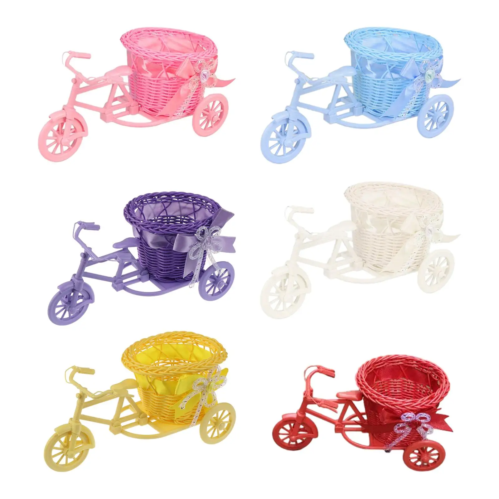 Artificial Woven Flower Basket Tricycle Planter for Birthday
