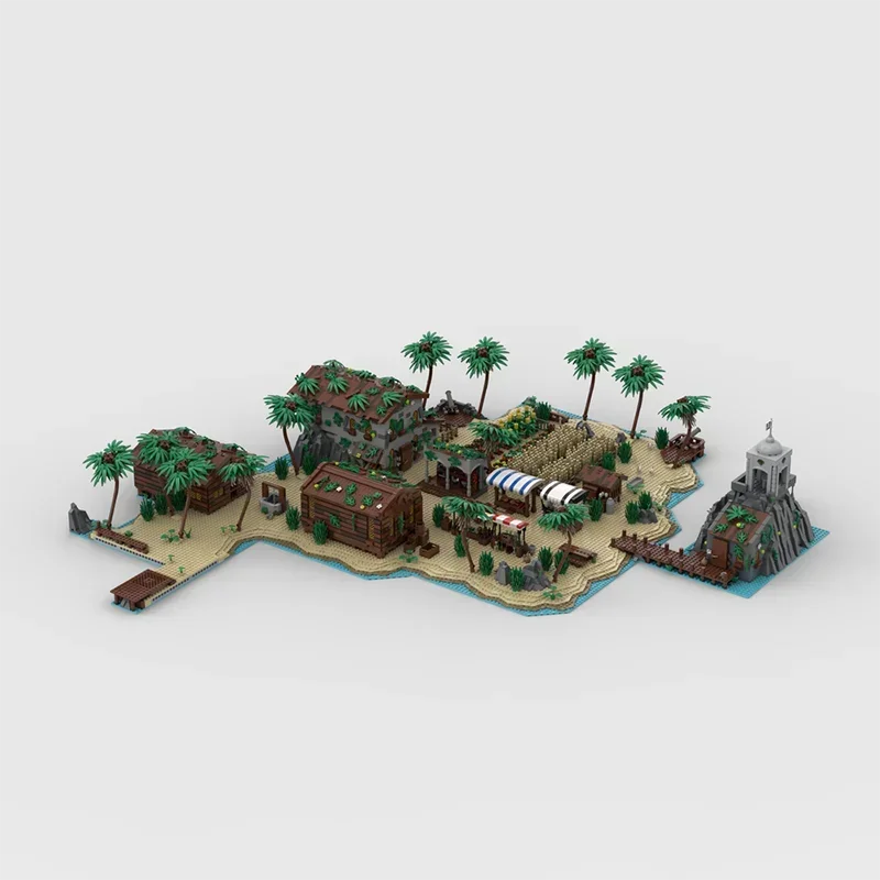 Medieval Castle Model Moc Building Block Modular Pirate Island Bay Model Technology Brick DIY Assembly Build Toy Holiday Gifts