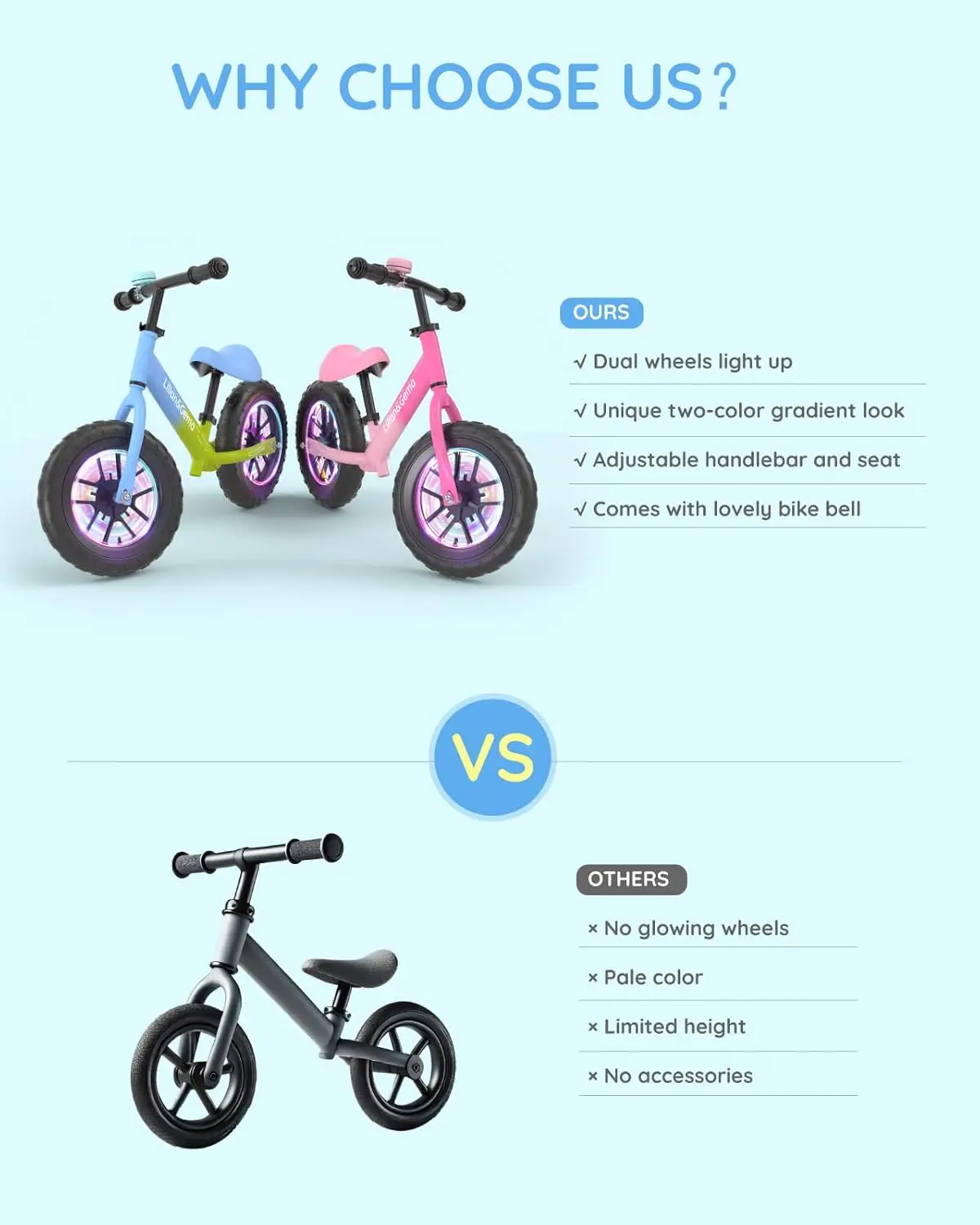 Loopfiets, loopfiets voor peuters met kleurrijke verlichting, peuterfietsen zonder pedaal met verstelbaar stuur en stoel