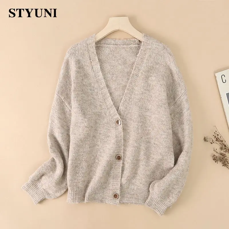 Cashmere Blend Wool Soft Knitted Women's Cardigan Sweaters Korean Fashion Casual Chic Jacket Coat Sweater Woman Winter Warm 2022