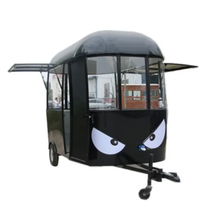 

3m Black Color Food Cart Refrigerator Mobile Food Caravan Fast Food Trailer Concession bbq Food Van