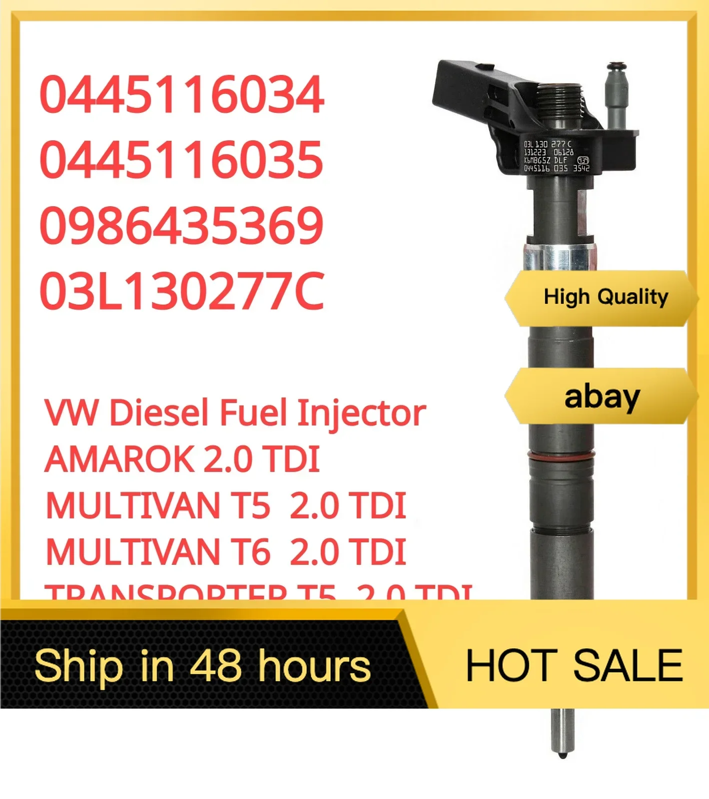 Новый высококачественный 03л 130277 C новая топливная форсунка для VW T5 T6 AMAROK Multivan Transporter 2.0 TDI 0445116035 0445116034