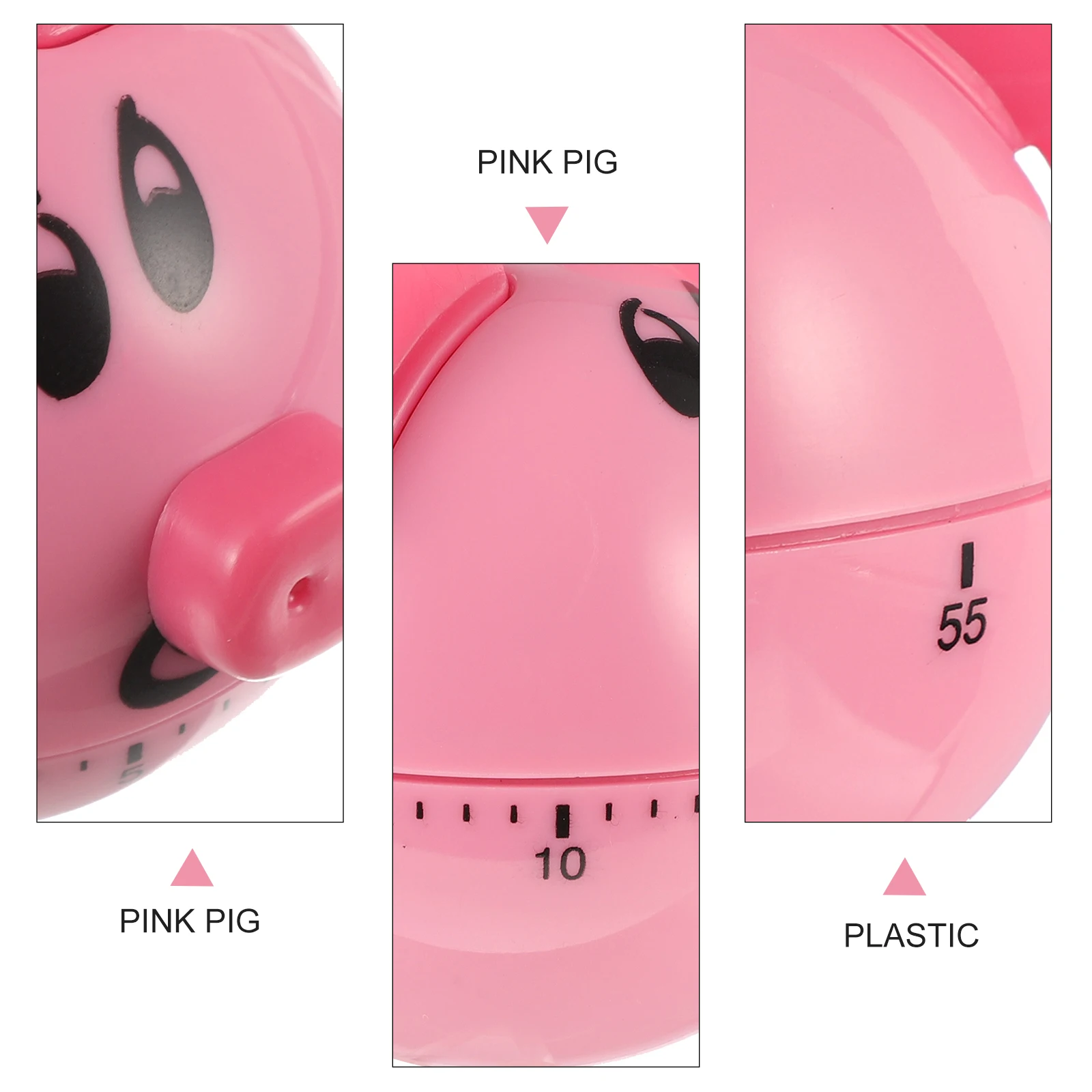 

1Pcs Kitchen Timer Plastic Cartoon Pink Pig Shape Mechanical Countdown Timer for Cooking Baking Household Use