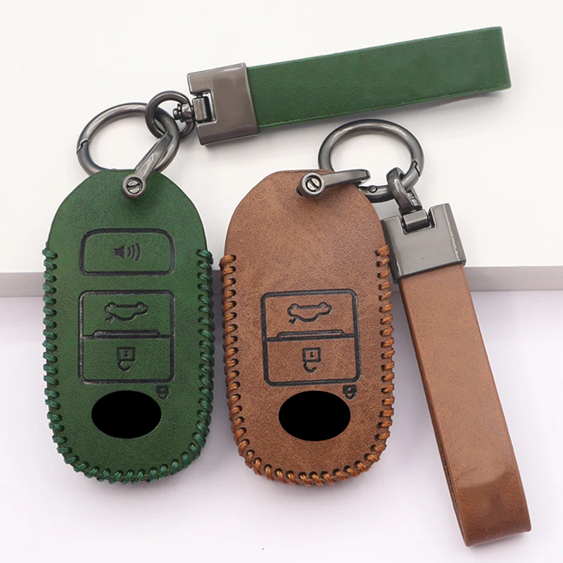 Leather for Toyota Yaris Ativ Raize Veloz Avanza Rush Perodua Daihatsu Malaysia 2 3 4 Button Car Key Case Cover Fob Bag Keychain