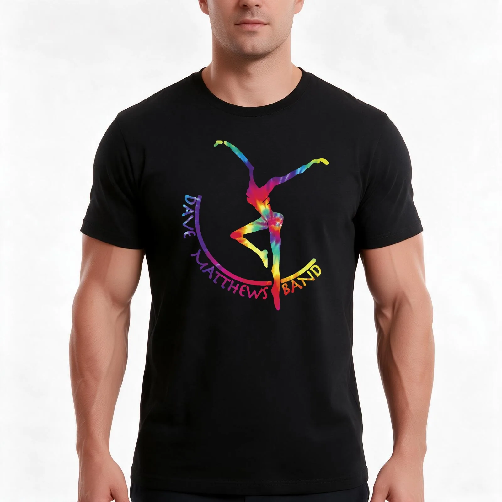 Dave Matthews Tie Dye Design T-Shirt, Summer Casual Cotton Tee, Oversized Streetwear Tops, Vintage Graphic Print, 100% Cotton