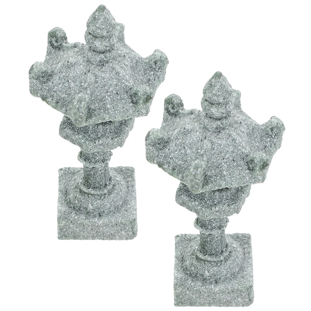

2 Pcs Mini Pagoda Statue for Garden Yard Balcony Decor Miniature Zen Ornament Landscape Decoration