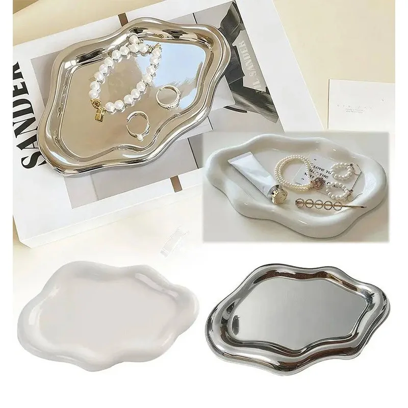 1Pc Simple Stylish Cloud Shaped Ceramic Jewelry Tray Desktop Earring Ring Bracelet Storage Display Decor Accessory image 6