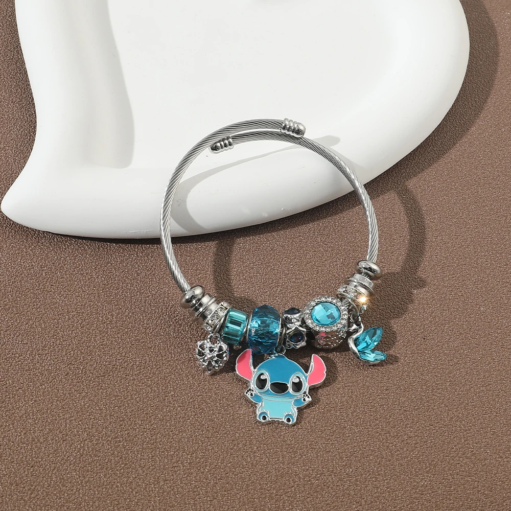 1PC New Product Disney Lucky Series Cute Q Meng Stitch Stitch Love Pendant DIY Beaded Versatile Bracelet