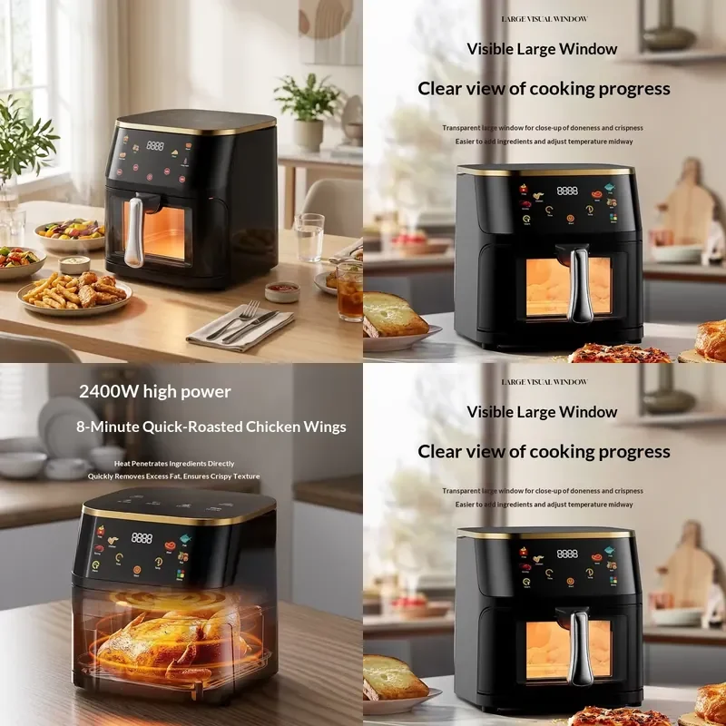 for Multi-function Stainless Steel Touch Control Air Fryer 6L Large Capacity Smart Oven 1400W All-in-one Cooking