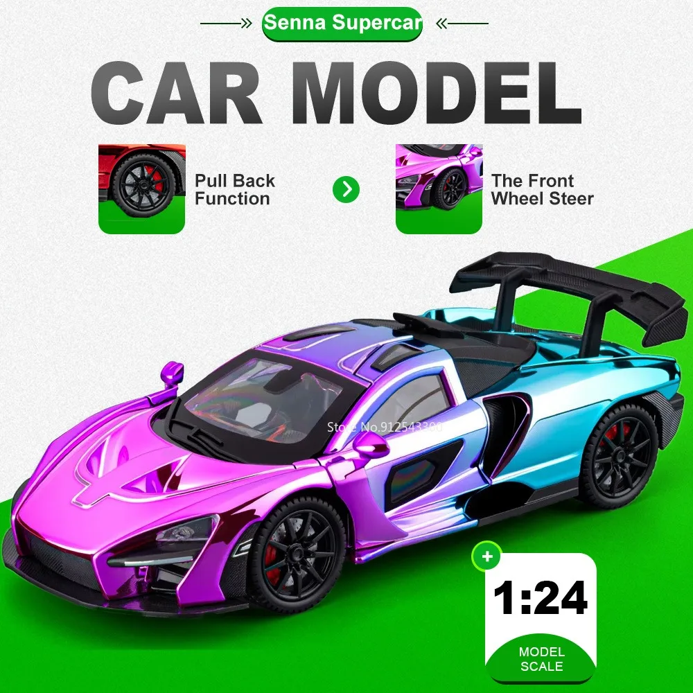1-24スケール-セナ720sカーモデルおもちゃ-サウンドライト付き-プルバックモデル-衝撃吸収-フロントホイールステアリング車両-友達へのプレゼントに