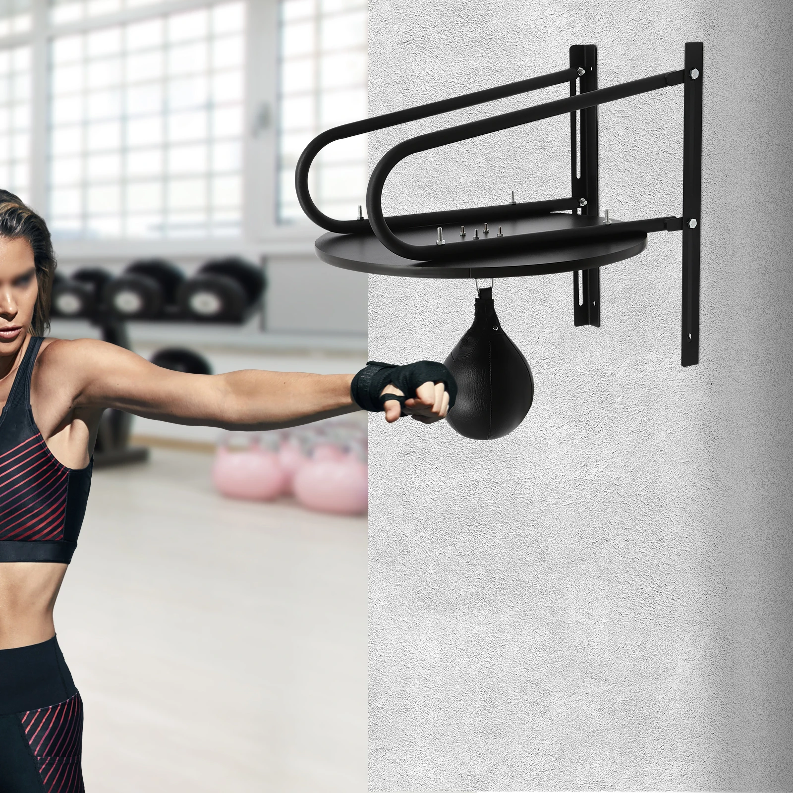 Image of 360° drehbarer Boxball für die Wandmontage, höhenverstellbar, aus PU-Gummi, mit Luftkompressor, für Indoor-Heimtraining und Kampfsport.