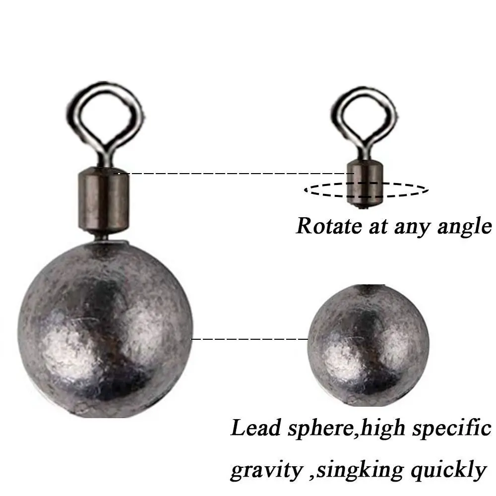

10PCS with Swivel Fishing Weights Sinkers Deep Water Round Ball Jig Head Sinkers 5g-20g Round Ball Sinkers Deep Water