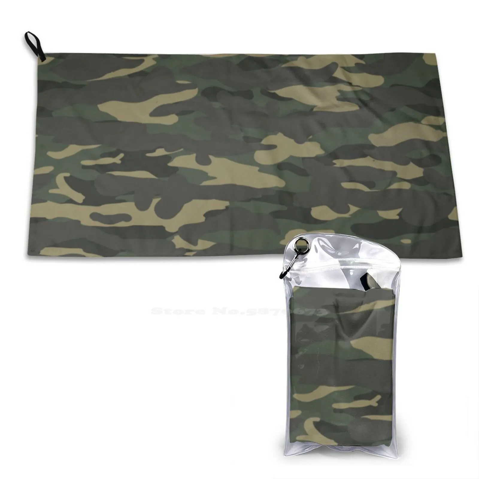 

Camo Soft Towel Quick Dry Beach Towel Camoflauge Camoflage Green Army Hunters Mans Mens Boys Kids