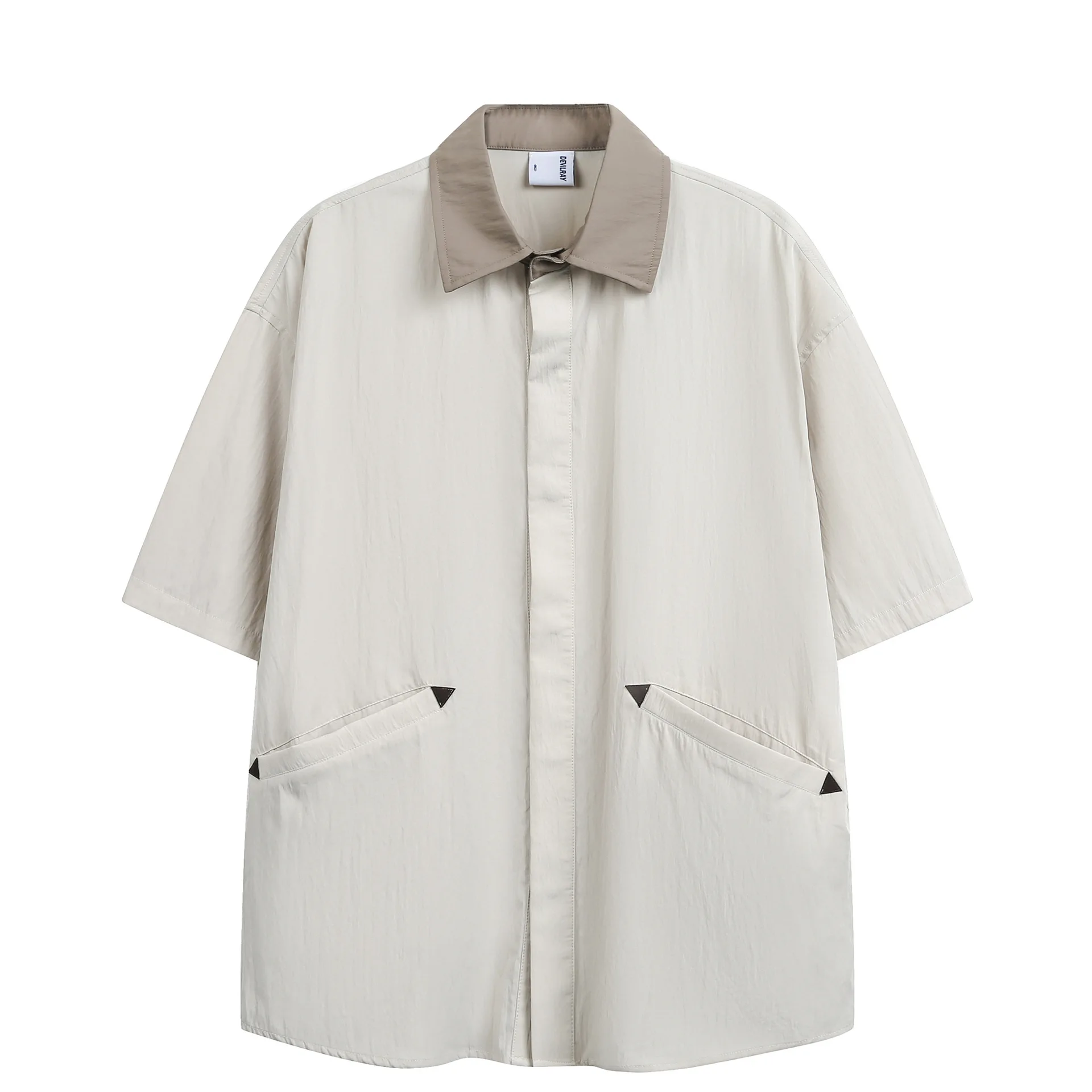 

Summer Japanese Cityboy Silhouette Draped Utility Short-Sleeve Shirt Unisex Loose Fit Commuter Half-Sleeve Workwear Shirt Trendy