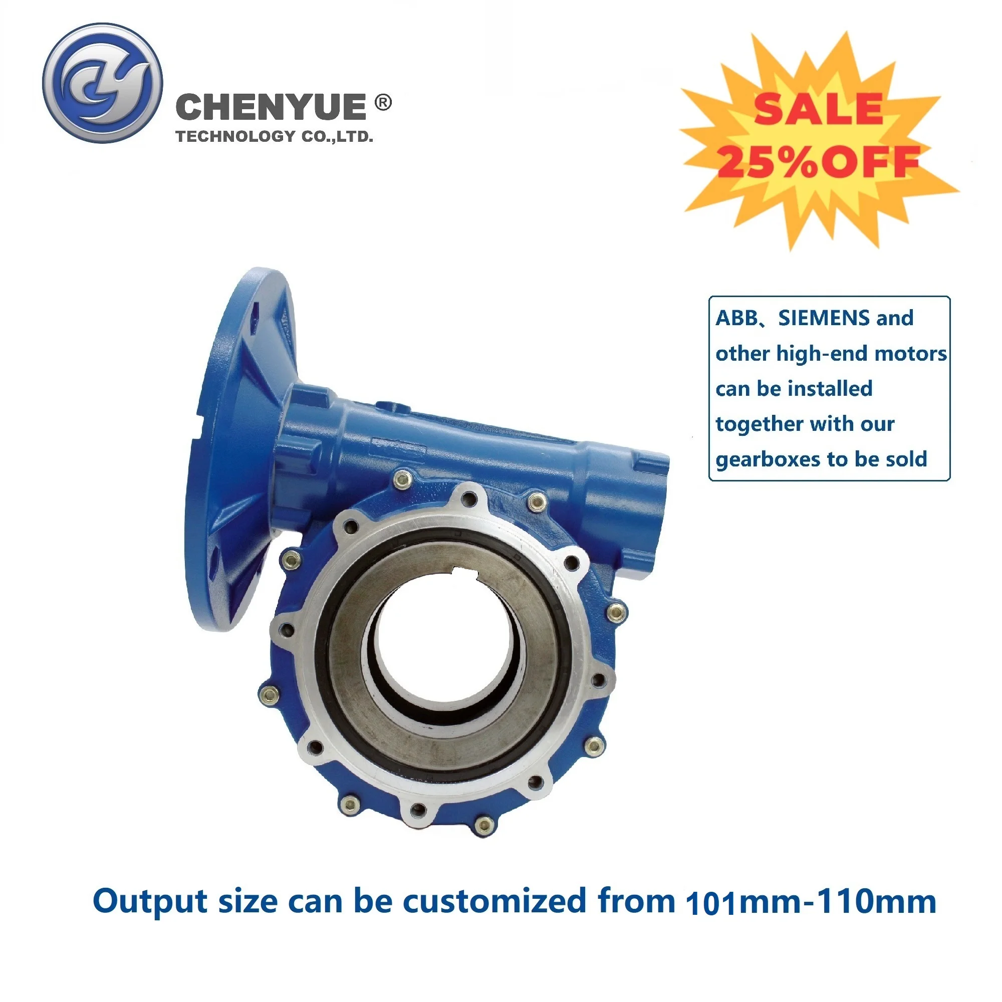 CHENYUE Worm Gearbox CYWF110 Input 35 Output 110mm Ratio 5:1/100:1 200-647N.m 7.5Kw max  Free Maintenance for Hydraulic machines