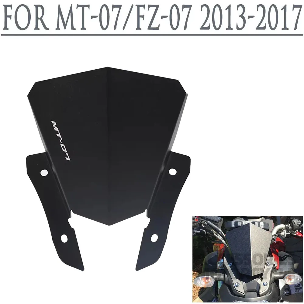 For Yamaha MT 07 MT07 Windshield 2015 2017 2016 2014 2013 FZ07 FZ 07 Front Wind Deflector Windscreen Cover Guard  Aluminium allo